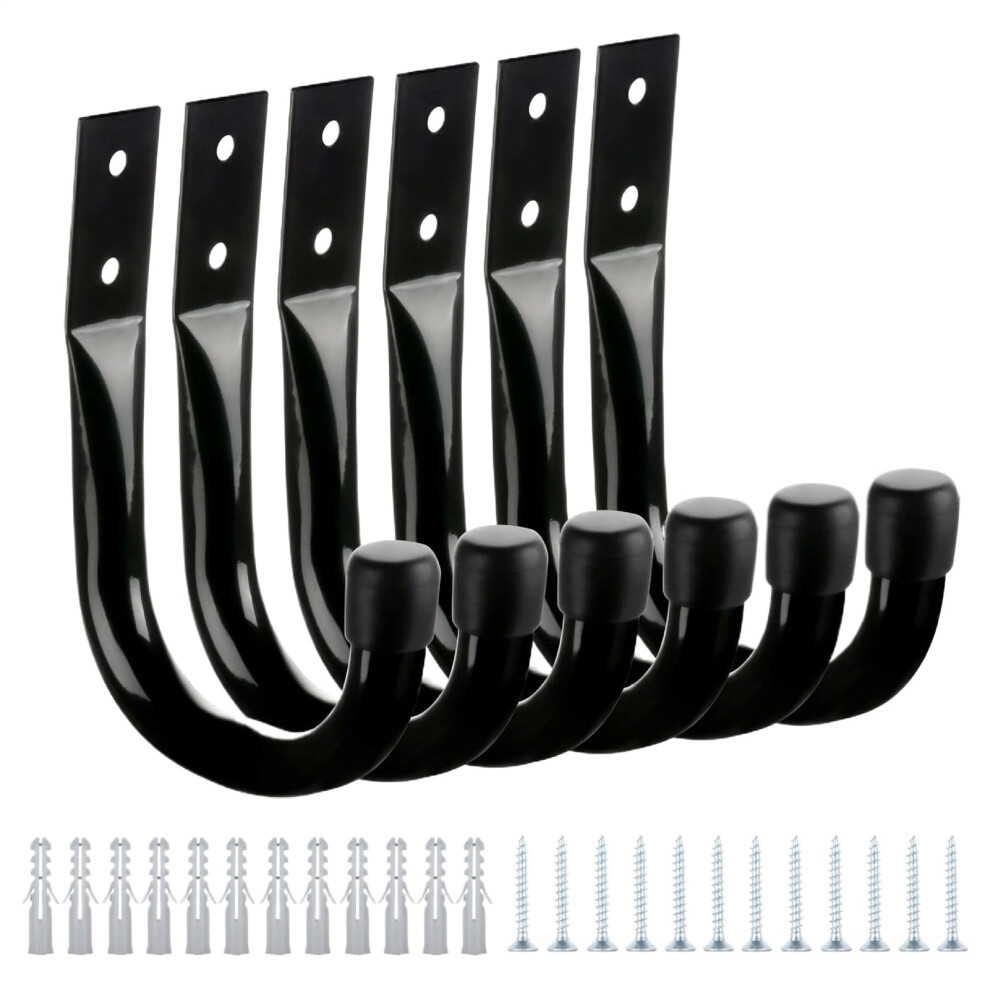 Garage Hooks - Heavy Duty Wall Hangers Set Of 6 For Bikes, Kayaks, Ladders | Garage Organizer Utility Hook System 9016109759917