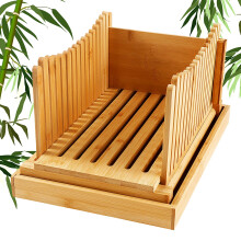 UK Bread Slicer Bamboo Foldable Bread Cutting Guide with Crumb Tray, 3 Thickness Options for Loaf and Cake