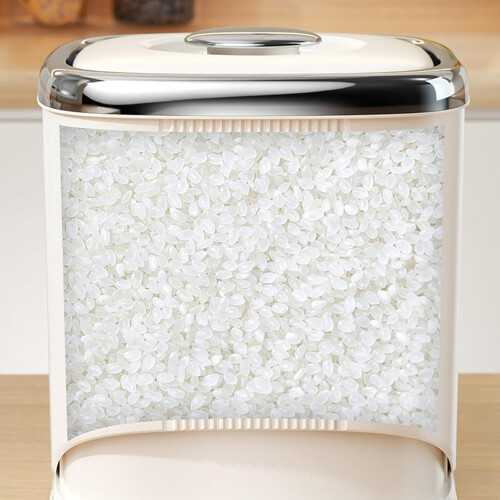 Rice Dispenser PP for Freshness and Organization 2.5L Silver Plating Electroplating Model for Dormitory Kitchen 1