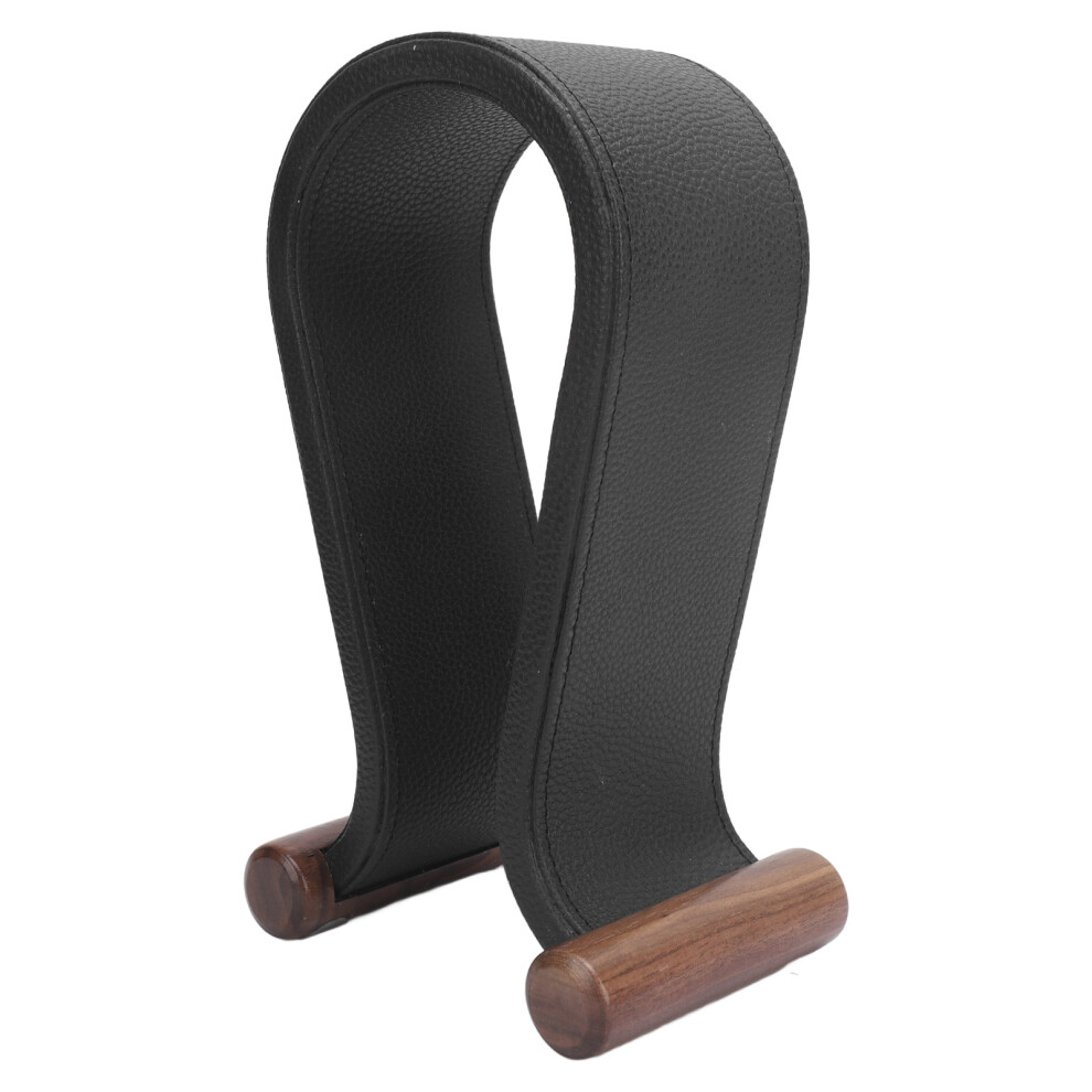 Walnut Usb Headphone Stand With Anti Slip Pu Leather For Studio & Gaming 9351348732360