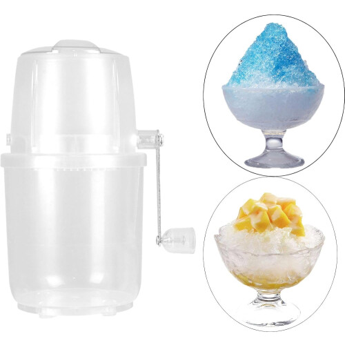 Hand Crank Ice Maker for Refreshing Drinks, White Portable Manual Ice Crusher with Easy-Grip Handle 1