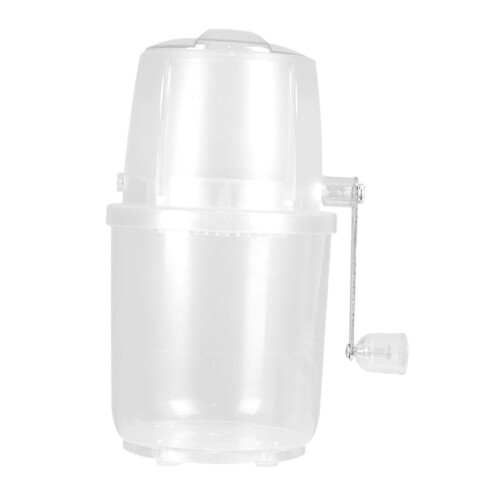 Hand Crank Ice Maker for Refreshing Drinks, White Portable Manual Ice Crusher with Easy-Grip Handle