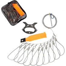 Fish Skewer Kit, Portable Live Fish Large Buckle Lock, Includes 10 Snaps, Buoy, Plastic Handle and Carrying Bag