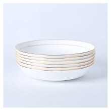 Porcelain Dinnerware Set - 6 Round Dinner Plates 8.58in for Salad, Pasta, Desserts, Microwave & Dishwasher Safe