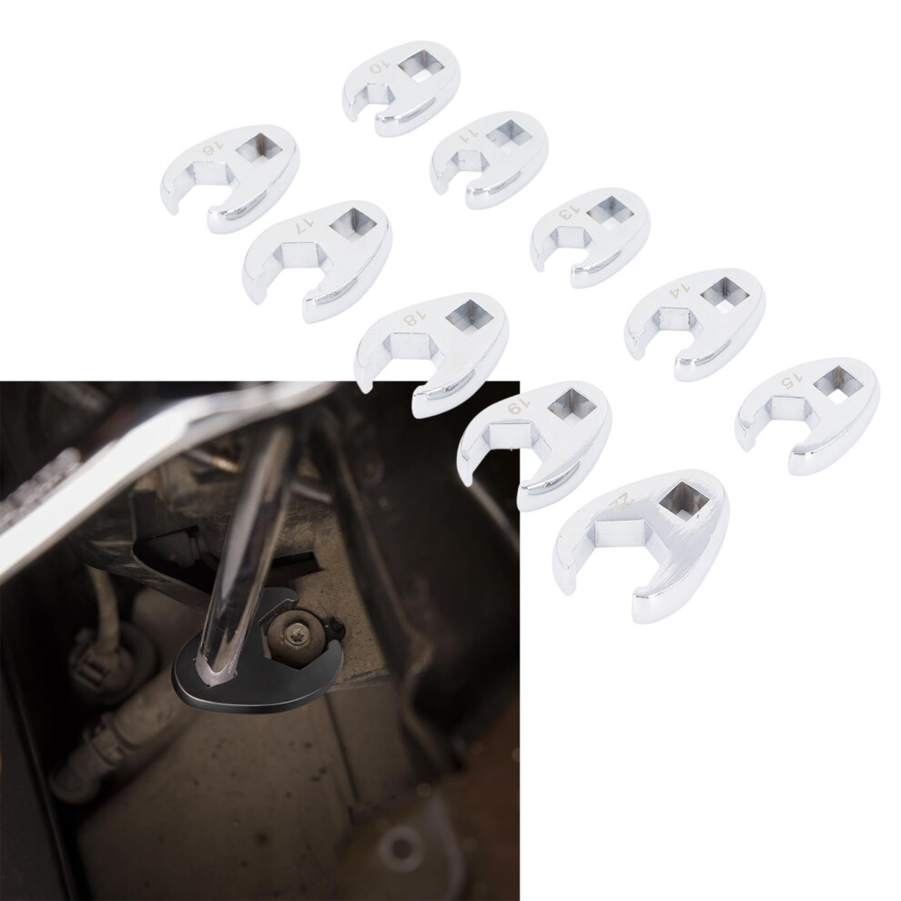 10 Pieces Crowfoot Wrench Set 10-22Mm 3/8 Inch Drive 3691348734770