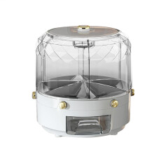 Cereal Dispenser - Large Rotating Rice Storage Container with Gray Gold Plated Finish, Candy Dispenser for Kitchen Use