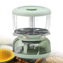 Rice Dispenser 6-Grid Round Food Storage Container 360 Rotating Multifunctional Egg Rack Box for Cereal and Grains Green