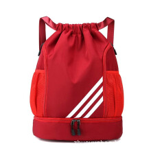Sports Gym Bag Drawstring Backpack with Shoe Compartment for Soccer Basketball Volleyball, Burgundy Outdoor Fitness Training Bag