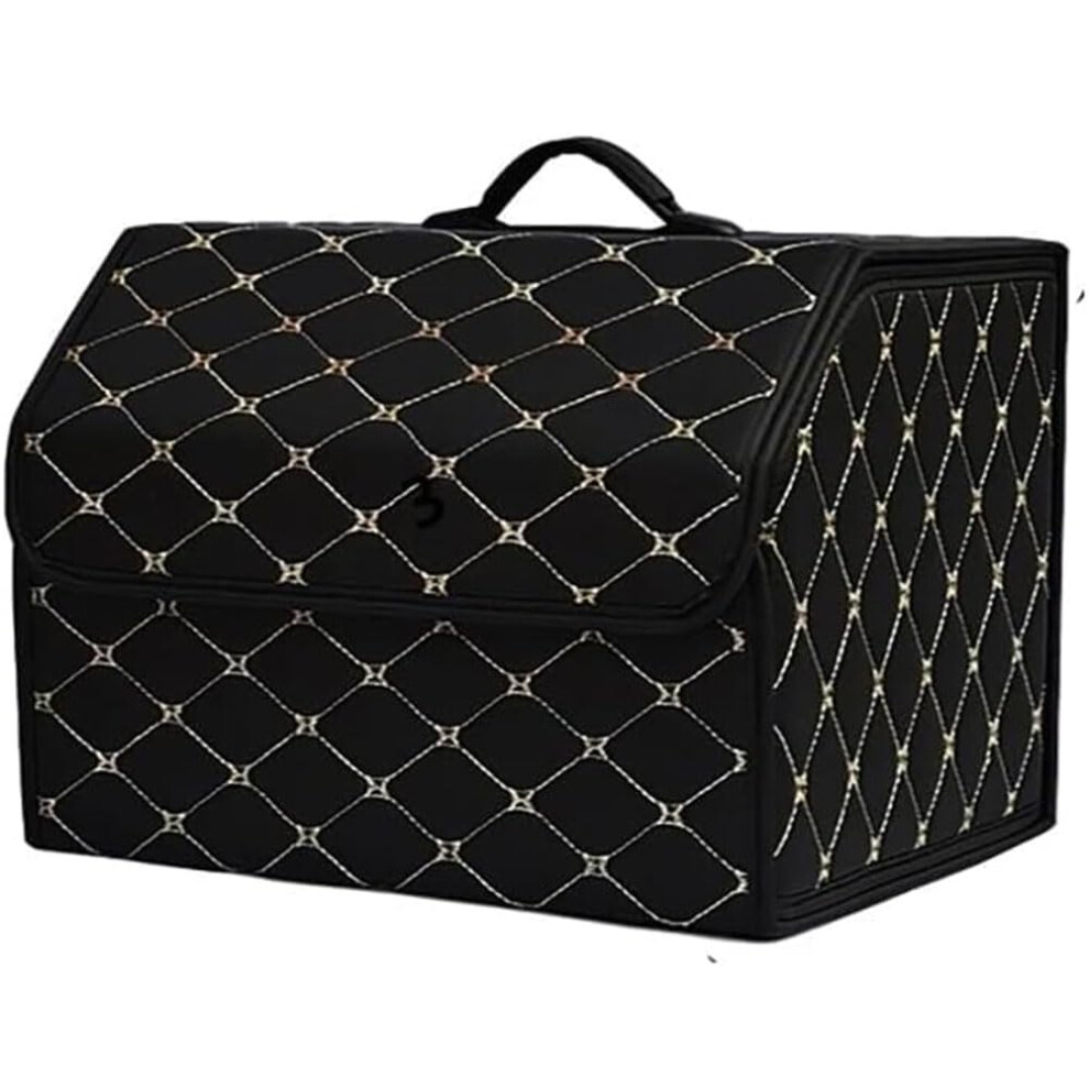 Car Trunk Organizer Box For Mini Hatch Cabrio R50 R56 F55 F56 R52 R53 R57 F57, Waterproof Pu Foldable Storage Box, - Black/Beige 9016109761408