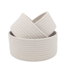 Set of 3 Braided Cotton Rope Storage Baskets, 17x8 cm, 20x9 cm, 24x10 cm, Decorative Organiser for Bathroom and Living Room