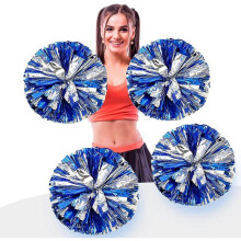 4Pcs Metallic Foil Cheerleading Pom Poms, Premium Cheerleader Pompoms Kit, Cheering Hand Flowers 9.8 Inches