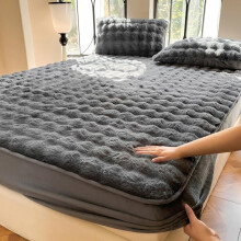 (Black, UK-Super King(180*200cm)) Faux Rabbit Fur Fitted Sheet Set, Ultra Soft Warm Solid Color Bedding, 3-Piece Luxury Bed Sheet Set with 1 Fitted Sheet & 1/2 Pillowcases,