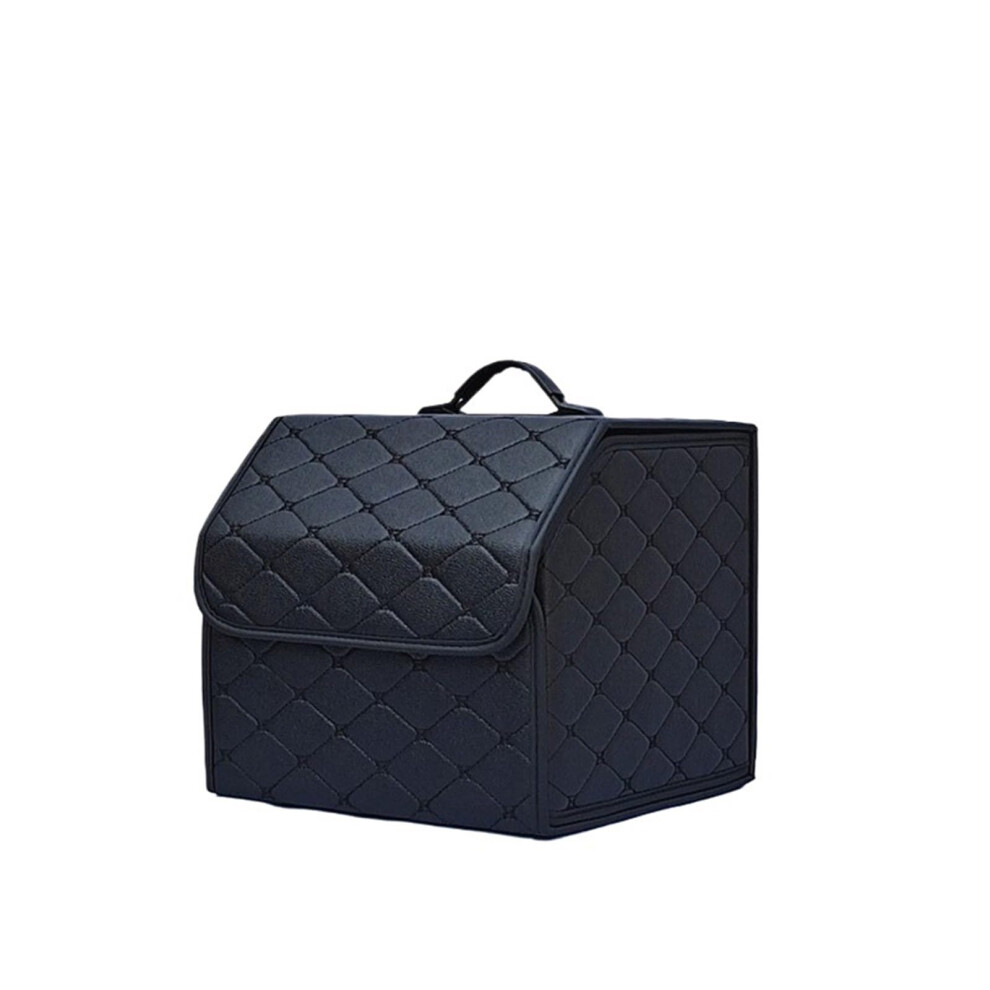 Car Trunk Storage Box Large Capacity Leather Organizer Bag Folding Multiuse Tools Stowing Tidying For Emergency Use S Black 6038364282873