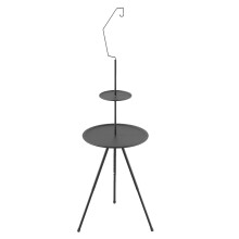 Round Camping Table with Lamp Holder, Sturdy Folding Design, Triangular Feet for Outdoor Use, Garden and Household Accessories