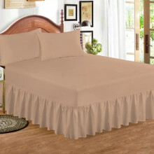 (Beige, Double) Extra Deep Fitted Valance Sheet Bed Sheets Single Double King Super King Size Enhance Your Bedroom with These Luxurious Practical Easy to Ma