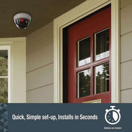 Fake Camera, Flashing Red Light for Nighttime Visibility, No Wiring Required, White 2