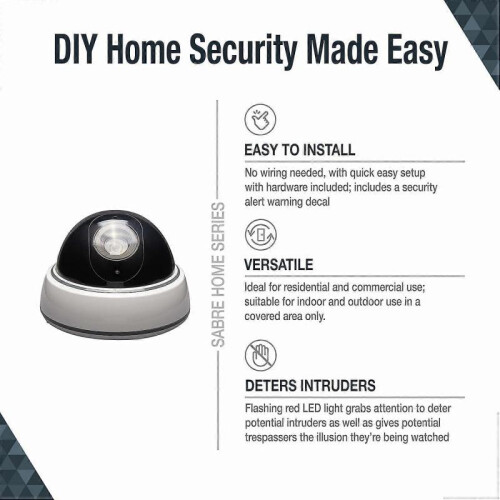 Fake Camera, Flashing Red Light for Nighttime Visibility, No Wiring Required, White 1