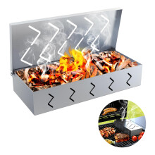 Smoker Box Stainless Steel for Gas Grills, 20 x 10 x 5 cm BBQ Smoker Box for Smoking Chips, Durable Grill Accessory