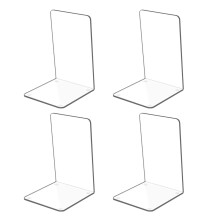 4Pcs Clear Acrylics Bookends For Shelves Desk Bood End Magazine