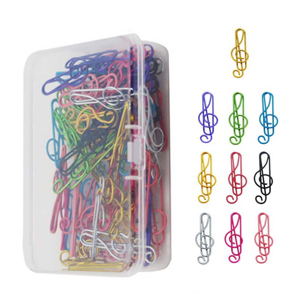 50Pcs Music Note Shape Paper Clip 40Mm Metal Paperclips Colorful 7627000039675