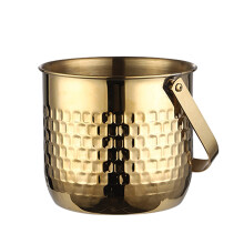 Ice Bucket Double Walled Stainless Steel Insulated 1.5L Wine Cooler with Lid and Tongs Comfortable Handle Color Gold