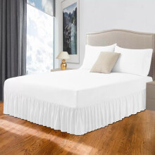 (White, Pillowcase Pair) Plain Valance Sheet Percale Egyptian Cotton Fitted Sheets | Easy Care 16" / 40cm Extra Deep Frilled Valance Fitted Bed Sheet - Machine Washa