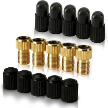 Brass adapter for Presta valve (pack of 5 + 10 caps)convert Presta to Schrader for all types of bicycles,e-bikes and e-scooters