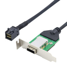 External Mini SAS HD SFF-8088 26P Female Adapter with Low Profile Bracket and 50cm SAS SFF-8643 12Gbps 30AWG Cable
