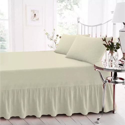(Cream, Double) Extra Deep Fitted Valance Sheet Bed Sheets Single Double King Super King Size Enhance Your Bedroom with These Luxurious Practical Easy to Ma