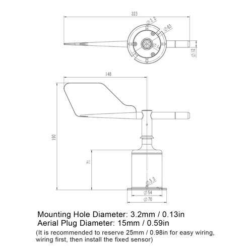 Omni Directional Wind Sensor 360 DC9-30V 4-20mA ABS Meteorology 1