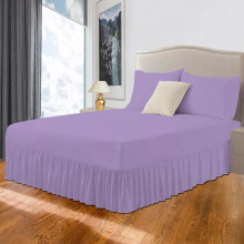 (Lilac, Double Valance Sheet) Plain Valance Sheet Percale Egyptian Cotton Fitted Sheets | Easy Care 16" / 40cm Extra Deep Frilled Valance Fitted Bed Sheet - Machine Washa