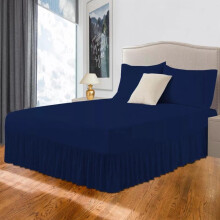 (Navy, Single Valance Sheet) Plain Valance Sheet Percale Egyptian Cotton Fitted Sheets | Easy Care 16" / 40cm Extra Deep Frilled Valance Fitted Bed Sheet - Machine Washa