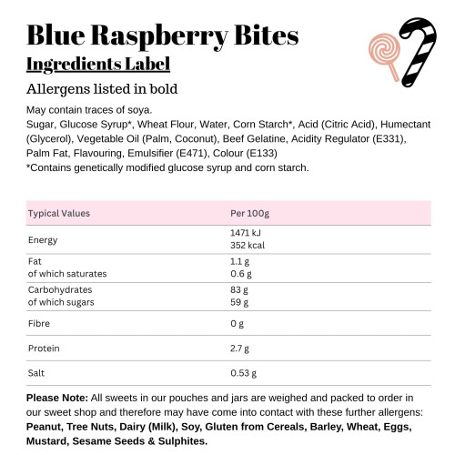 (2kg Bulk Bag) Blue Raspberry Bites 2