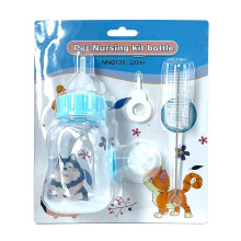 Milk Bottle | 120ml Silicone and Transparent Nipple Pet Bottle for Kittens, Puppies, Rabbits, Small Animals Blue