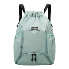 Drawstring Basketball Backpack, Lightweight Portable Sports Bag for Soccer Rugby Ball, Light Green Color