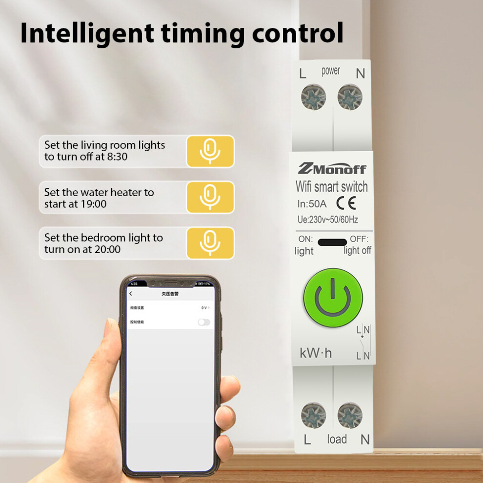 Wifi Smart Circuit Breaker Tuya App 15A 2-Pole Leakage & Overvoltage Protection 5081348775350