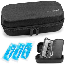 Insulin Cooler Travel Case - Handy Medication Insulated Diabetic Carrying Cooling Bag with 3 Cooler Ice Pack (Black)