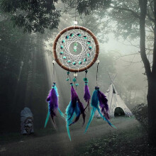 Dream Catcher Wall Decor - Feather Dream Catchers for Girls Bedroom Ornament Festival Gift (Blue&Purple)