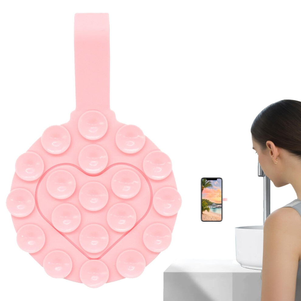 Silicone Suction Cup Phone Case Holder, Strong Grip Sticky Adhesive Phone Holder For Portable Devices, Color Pink 6038364286833