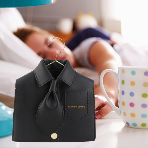 Kleiderbügelförmige Mini-PU-Handtasche, schwarz 540 g 2