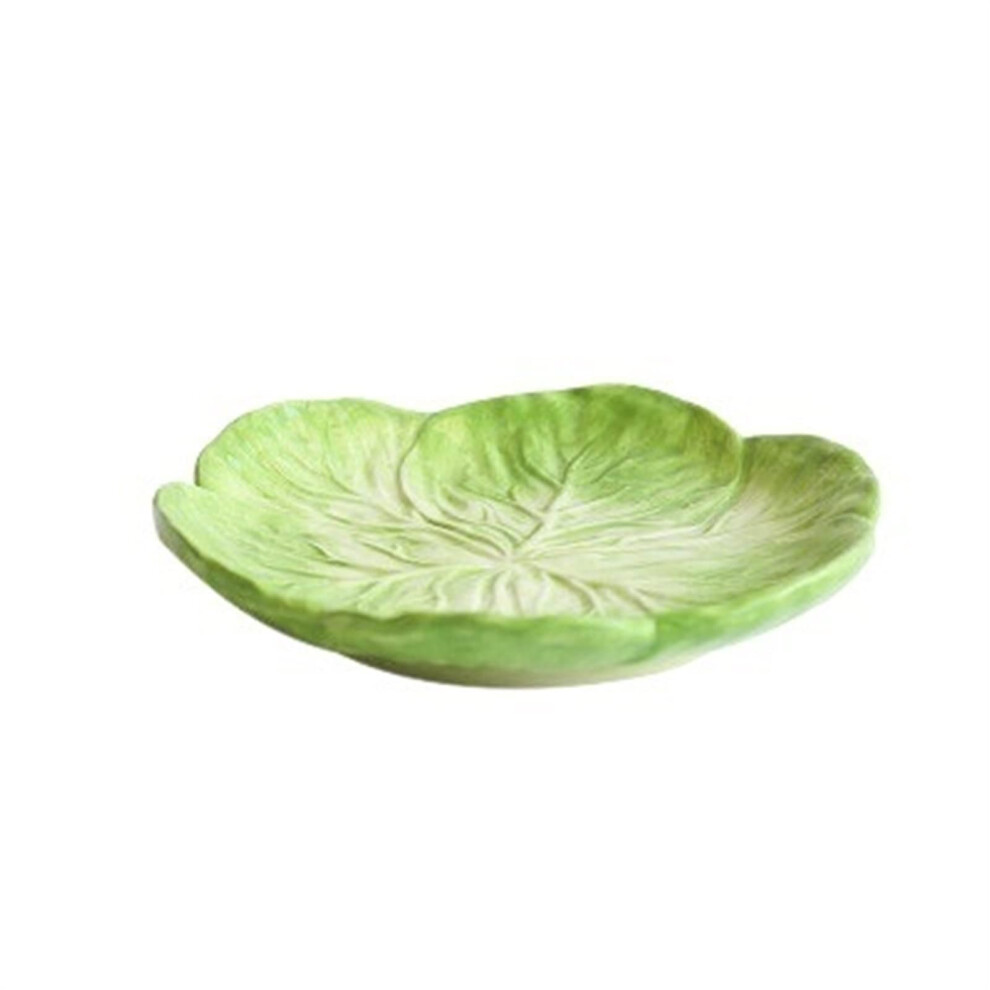 Ceramic Floral Round Salad Bowl 10-Inch Green Dinner Plate, Dishwasher Safe, Decorative Kitchen Tableware-image-OPC-PKDX5X5-NEW