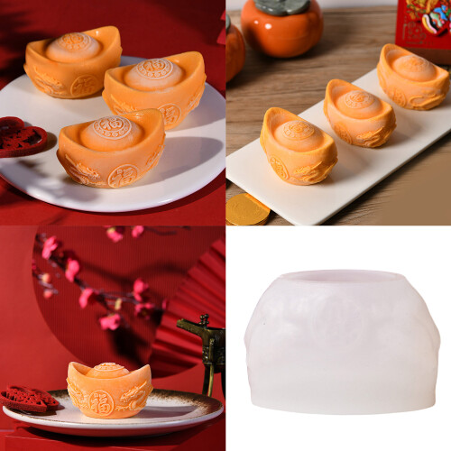 Mousses Cake Decorating Molds Silicone Molds Gold Ingot Shape 1