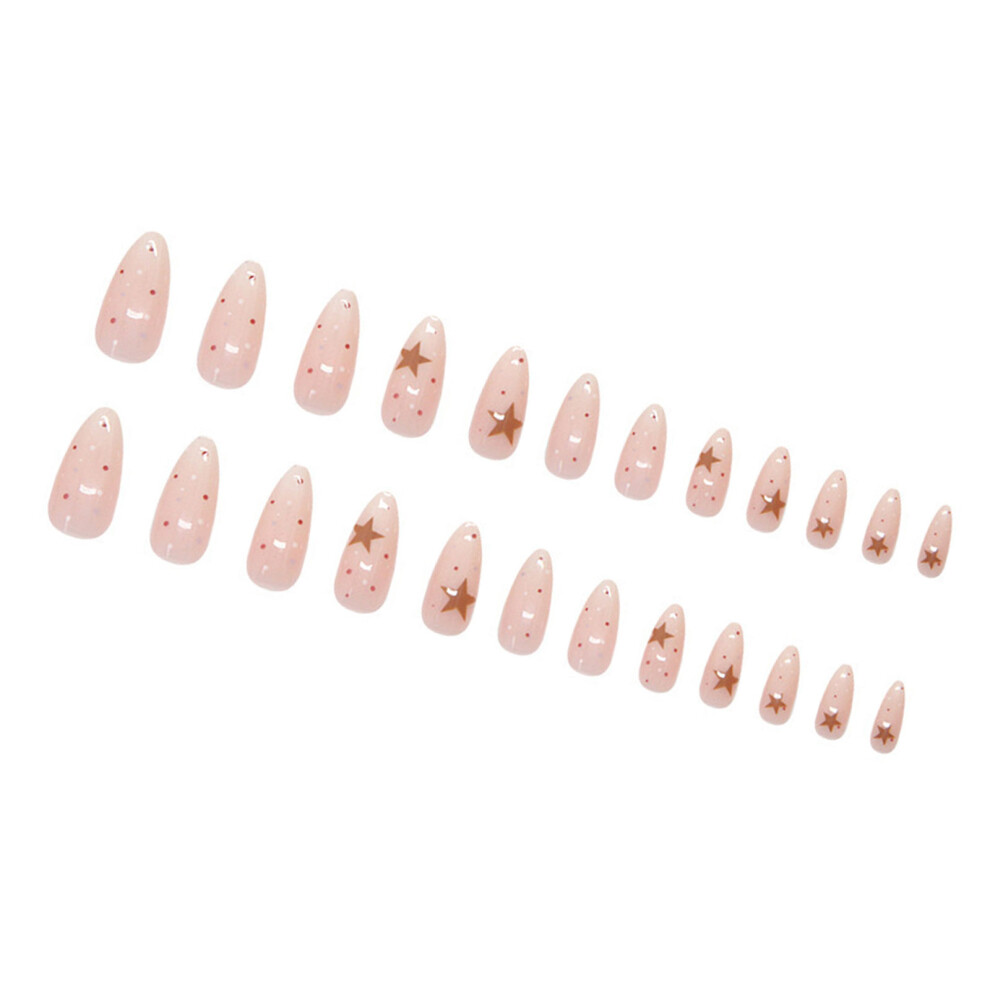 24x Full Cover Stick on Nail False Nail Press On Nail with Star