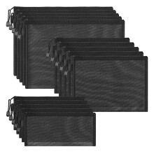 Pack of 15 Delicate Meshes Cosmetic Pouches With Zippers For