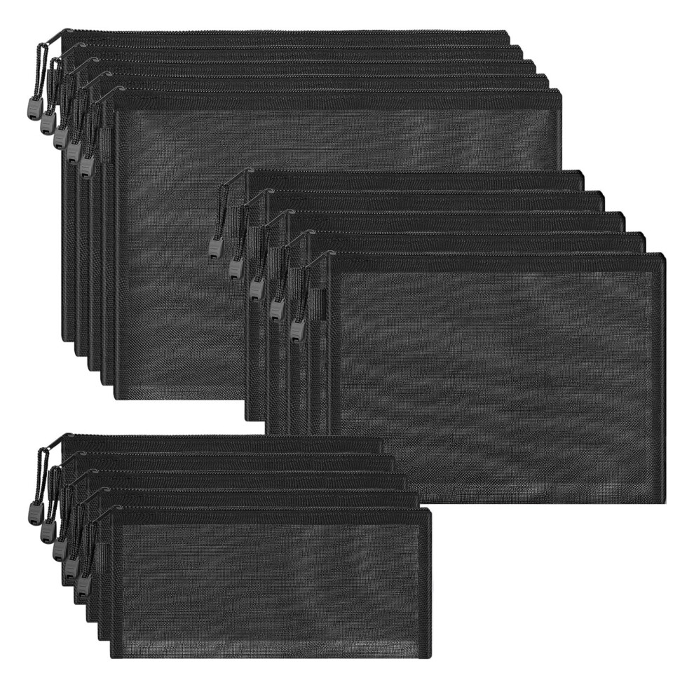 Pack of 15 Delicate Meshes Cosmetic Pouches With Zippers For