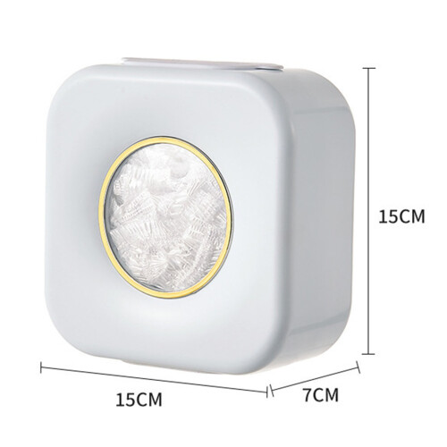 Plastic Wrap Storage Box – PET/PP/TPR Wall Mount, 15x15x7cm, White 1