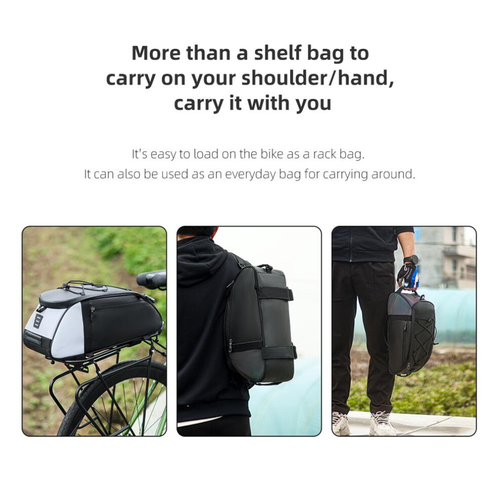 Large Capacity Reflective Bike Trunk Bag 15.75x6.69x7.09in Waterproof Gray-image-OPC-PKDX6N9-NEW