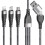 Multi USB Cable, 5 in 1 Multi USB A/C Charger Nylon Braided Data Cable with iP Micro USB Type C Connector 1