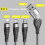 Multi USB Cable, 5 in 1 Multi USB A/C Charger Nylon Braided Data Cable with iP Micro USB Type C Connector 19