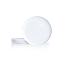 White Ceramic Plates Set of 4, 6 Inch Round Porcelain Salad Plates, Lipped Edge Dishes for Appetizers and Steak, Microwave Safe